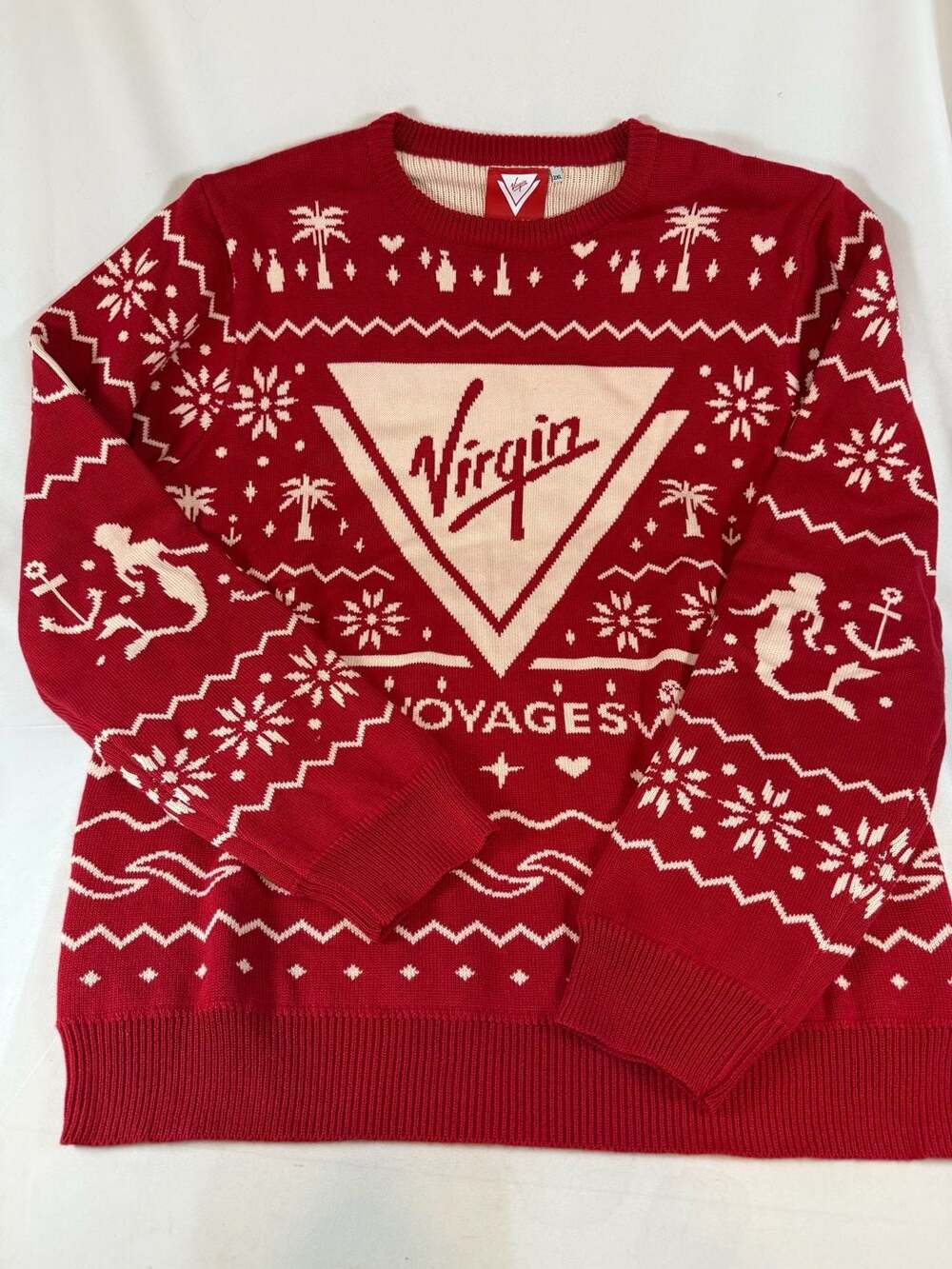 Virgin Voyages Sweater Size 2XL Red Christmas Holiday Knit Cruisecore Americana